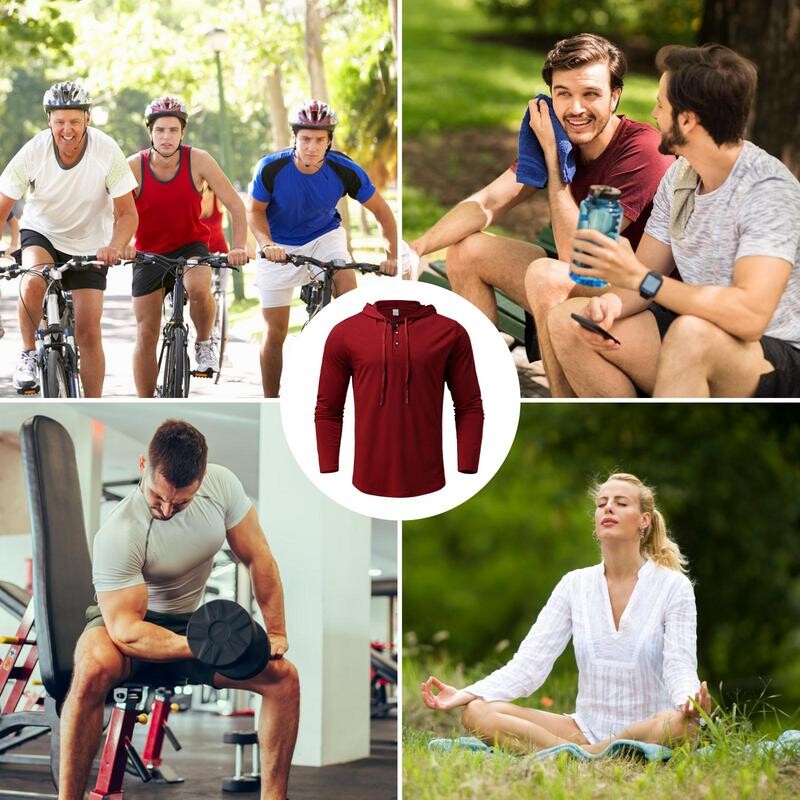 Vyriški marškiniai su gobtuvu Tvirtai su gobtuvu ilgomis rankovėmis, laisvalaikio priekyje su užtrauktuku kakleliu Vyriški marškiniai su gobtuvu Lengvi raišteliai