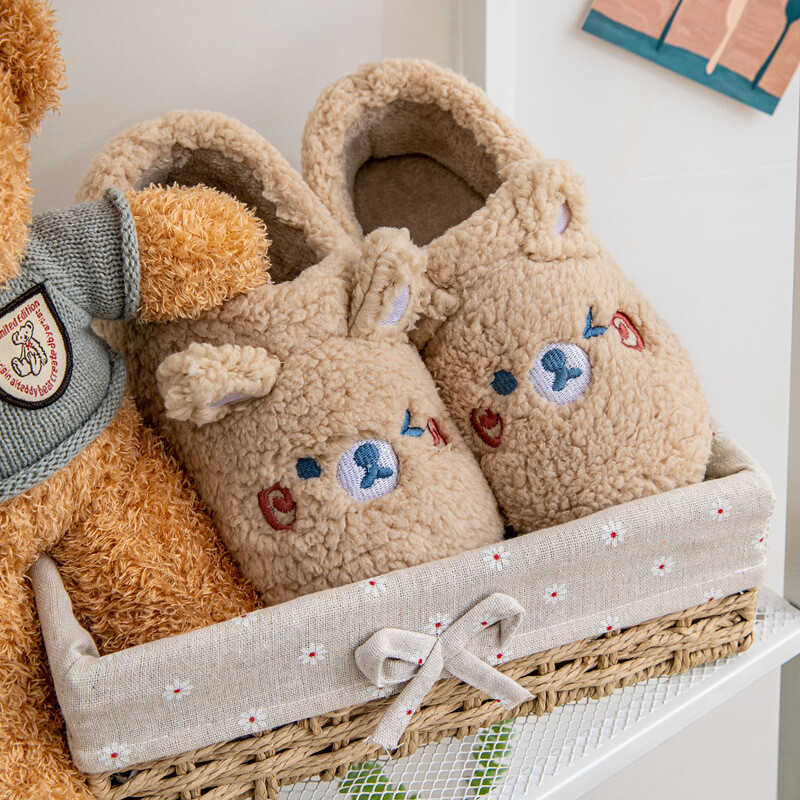 Нова есенна и зимна чанта за дамски чехли с памучни чехли за домашна употреба, анимационни сладки вътрешни и външни неплъзгащи се топли чехли на едро