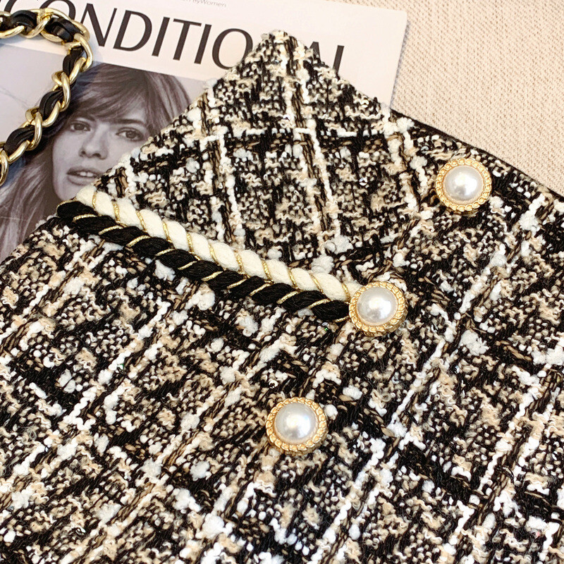 Туид панталони къси панталони дамски есен 2024 нови двуредни ежедневни панталони с висока талия външни панталони ботуши