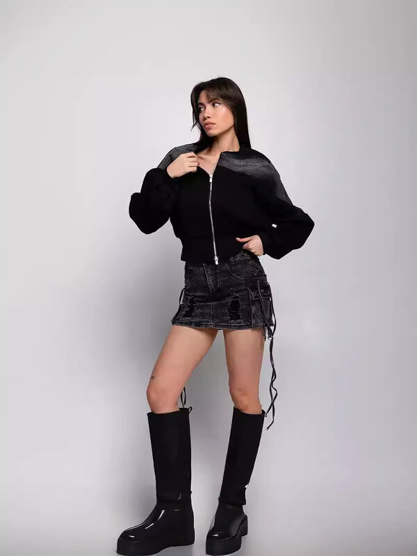 Niche gradient traper kratka jakna za žene u proljeće i jesen Ins modna tanka univerzalna jakna s patentnim zatvaračem