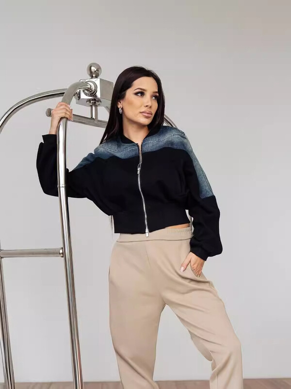 Niche gradient traper kratka jakna za žene u proljeće i jesen Ins modna tanka univerzalna jakna s patentnim zatvaračem