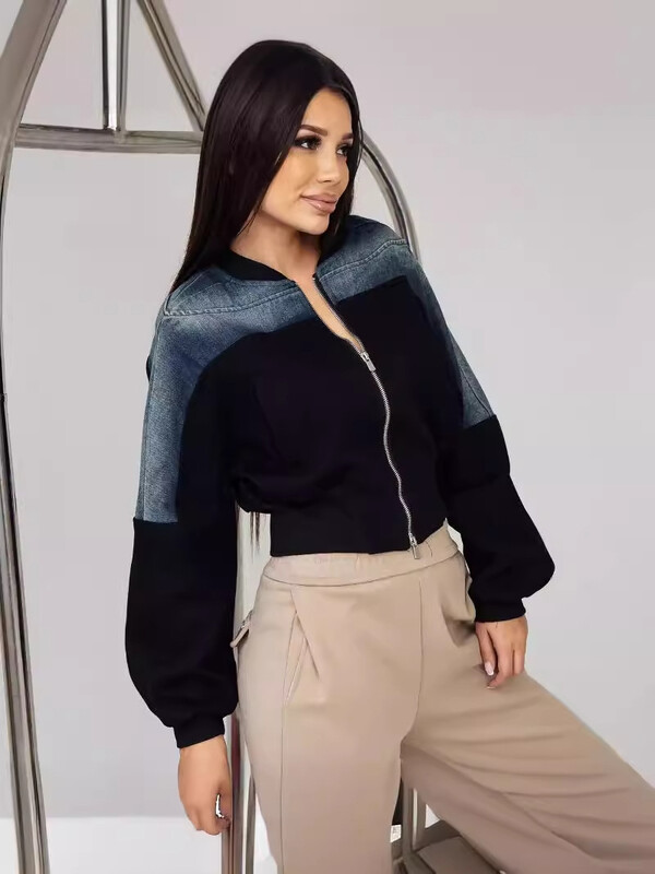 Niche gradient traper kratka jakna za žene u proljeće i jesen Ins modna tanka univerzalna jakna s patentnim zatvaračem