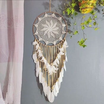 Indian Big Dream Catcher Indoor Creative μενταγιόν Γάμος Διακόσμηση γάμου Χονδρικό μενταγιόν με φτερά Light μενταγιόν