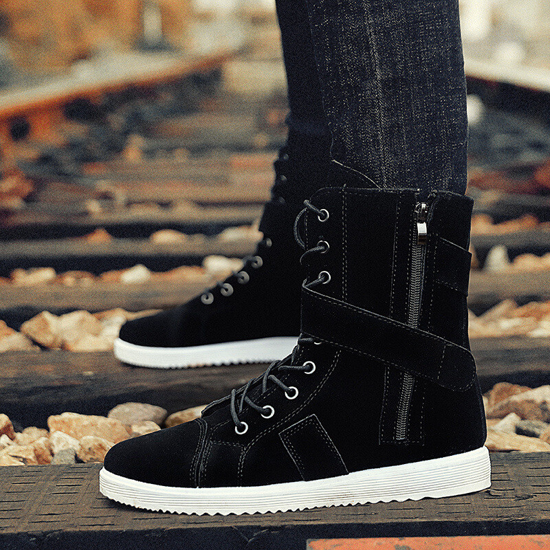 Мъжки ботуши Мартин, високи ежедневни модни ботуши, мъжки британски стил, модерни високи ботуши, ученически увеличаващи вътрешната височина мъжки обувки