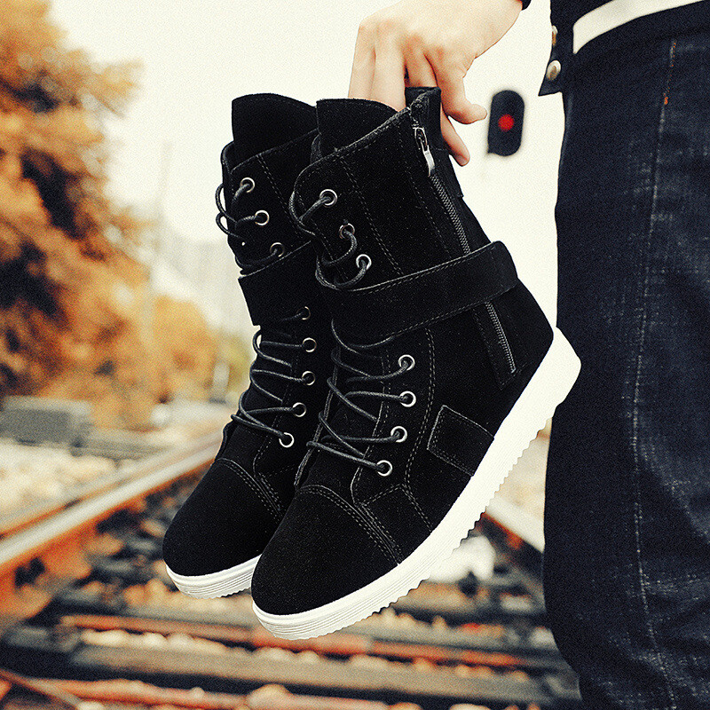 Мъжки ботуши Мартин, високи ежедневни модни ботуши, мъжки британски стил, модерни високи ботуши, ученически увеличаващи вътрешната височина мъжки обувки