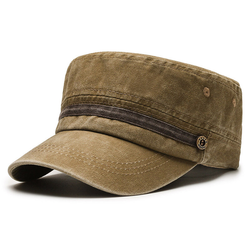 Muški isprani ravni cilindar, pamučni šešir na šiljak, omladinski šešir za slobodno vrijeme na otvorenom, retro šešir za ribolov na suncu