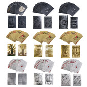 Lošimo kortos, folijos pokerio kortos, vandeniui atsparios plastikinės deimantinės kortos, skirtos vakarėliui ir klasikiniam šeimos kortų žaidimui (auksinė sidabrinė juoda)