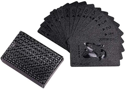 Lošimo kortos, folijos pokerio kortos, vandeniui atsparios plastikinės deimantinės kortos, skirtos vakarėliui ir klasikiniam šeimos kortų žaidimui (auksinė sidabrinė juoda)