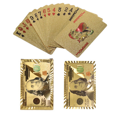 Lošimo kortos, folijos pokerio kortos, vandeniui atsparios plastikinės deimantinės kortos, skirtos vakarėliui ir klasikiniam šeimos kortų žaidimui (auksinė sidabrinė juoda)