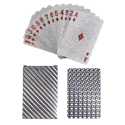 Lošimo kortos, folijos pokerio kortos, vandeniui atsparios plastikinės deimantinės kortos, skirtos vakarėliui ir klasikiniam šeimos kortų žaidimui (auksinė sidabrinė juoda)