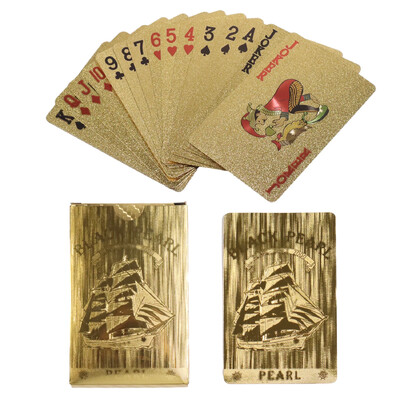 Lošimo kortos, folijos pokerio kortos, vandeniui atsparios plastikinės deimantinės kortos, skirtos vakarėliui ir klasikiniam šeimos kortų žaidimui (auksinė sidabrinė juoda)