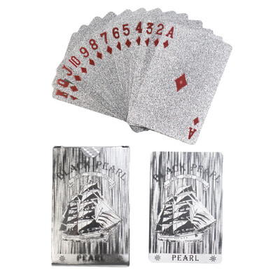 Lošimo kortos, folijos pokerio kortos, vandeniui atsparios plastikinės deimantinės kortos, skirtos vakarėliui ir klasikiniam šeimos kortų žaidimui (auksinė sidabrinė juoda)