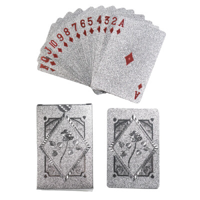 Lošimo kortos, folijos pokerio kortos, vandeniui atsparios plastikinės deimantinės kortos, skirtos vakarėliui ir klasikiniam šeimos kortų žaidimui (auksinė sidabrinė juoda)