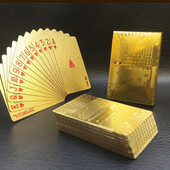 Naujas auksinės valiutos raštas Auksinės žaidimo kortos vandeniui atsparios PET/PVC plastikinės pokerio doleriai EUR JPY GBP Auksinės folijos pokerio kortelė Europoje