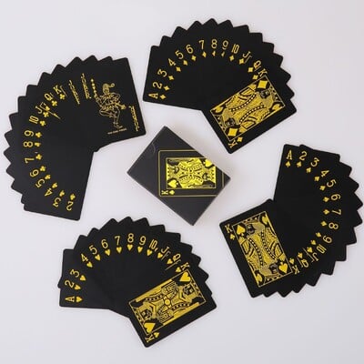54 bucăți/set cărți de poker cărți de joc din plastic negru, rezistente la uzură, durabile, rezistente la apă, cărți de joc de masă, cărți de joc pentru petrecere acasă.