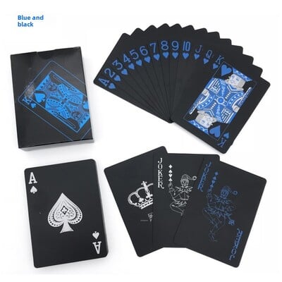 54 bucăți/set cărți de poker cărți de joc din plastic negru, rezistente la uzură, durabile, rezistente la apă, cărți de joc de masă, cărți de joc pentru petrecere acasă.