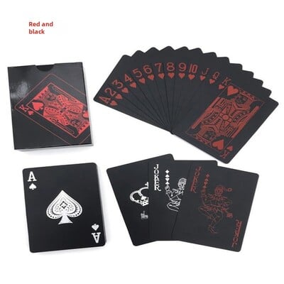 54 bucăți/set cărți de poker cărți de joc din plastic negru, rezistente la uzură, durabile, rezistente la apă, cărți de joc de masă, cărți de joc pentru petrecere acasă.