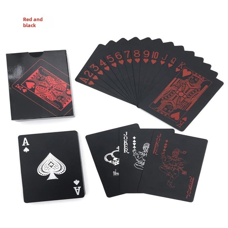 54 bucăți/set cărți de poker cărți de joc din plastic negru, rezistente la uzură, durabile, rezistente la apă, cărți de joc de masă, cărți de joc pentru petrecere acasă.