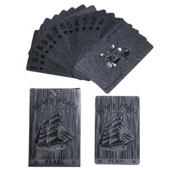 Готини карти за игра с черно фолио Играта Black Pearl Poker Carta Водоустойчиви карти за игра Black Rose Skull Dollar Тесте карти