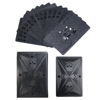 Готини карти за игра с черно фолио Играта Black Pearl Poker Carta Водоустойчиви карти за игра Black Rose Skull Dollar Тесте карти