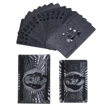 Готини карти за игра с черно фолио Играта Black Pearl Poker Carta Водоустойчиви карти за игра Black Rose Skull Dollar Тесте карти