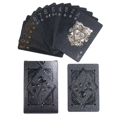 Šaunios juodos folijos žaidimo kortos Black Pearl žaidimas Poker Carta vandeniui atsparios kortos Black Rose Skull Dollar kortų kaladė