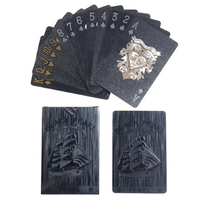 Šaunios juodos folijos žaidimo kortos Black Pearl žaidimas Poker Carta vandeniui atsparios kortos Black Rose Skull Dollar kortų kaladė