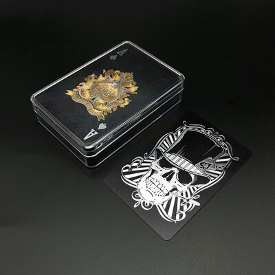 1 špil Lubanja Poker Crna Zlatna Srebrna Plastične karte za igranje Vodootporna Zabavna Društvena Igra Drinking Party Poklon za Noć vještica