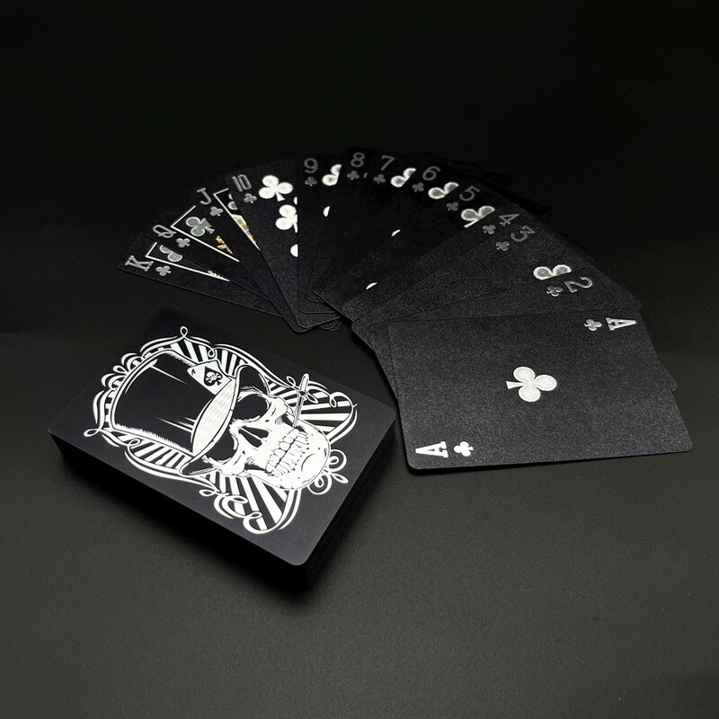 1 špil Lubanja Poker Crna Zlatna Srebrna Plastične karte za igranje Vodootporna Zabavna Društvena Igra Drinking Party Poklon za Noć vještica