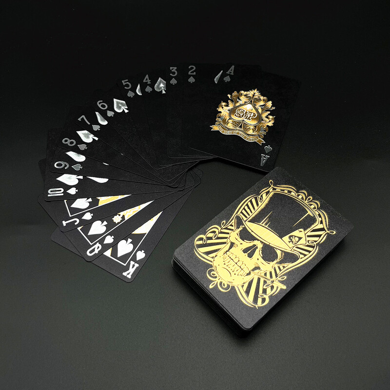1 špil Lubanja Poker Crna Zlatna Srebrna Plastične karte za igranje Vodootporna Zabavna Društvena Igra Drinking Party Poklon za Noć vještica