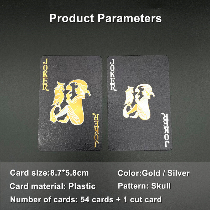 1 špil Lubanja Poker Crna Zlatna Srebrna Plastične karte za igranje Vodootporna Zabavna Društvena Igra Drinking Party Poklon za Noć vještica