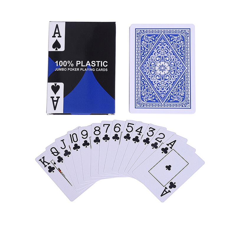 1 колода с букви с шарка на покер комплект Нов 54PCS Big Character Texas Holdem Водоустойчива пластмасова игра на карти за игра Гъвкава настолна игра