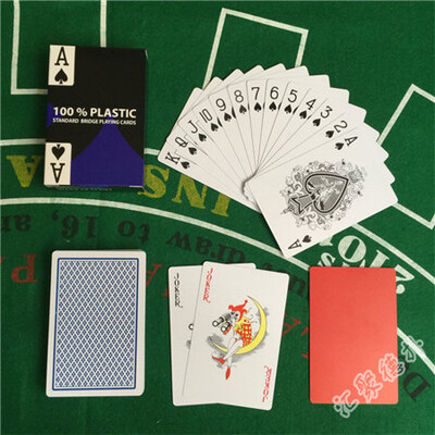 1 бр. 2 цвята червено и синьо 58 мм/2,28 инча * 88 мм/3,46 инча Baccarat Texas Hold`em PVC водоустойчива пластмасова карта за игра на покер Развлечение