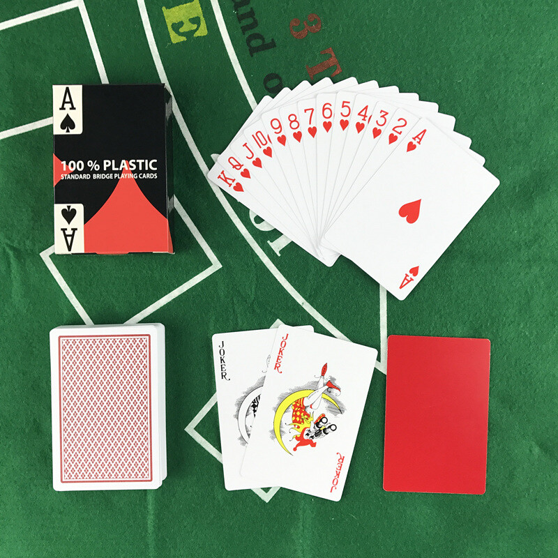 1 buc 2 culori roșu și albastru 58 mm/2,28 inchi * 88 mm/3,46 inci Baccarat Texas Hold'em PVC plastic impermeabil cărți de joc de poker Divertisment