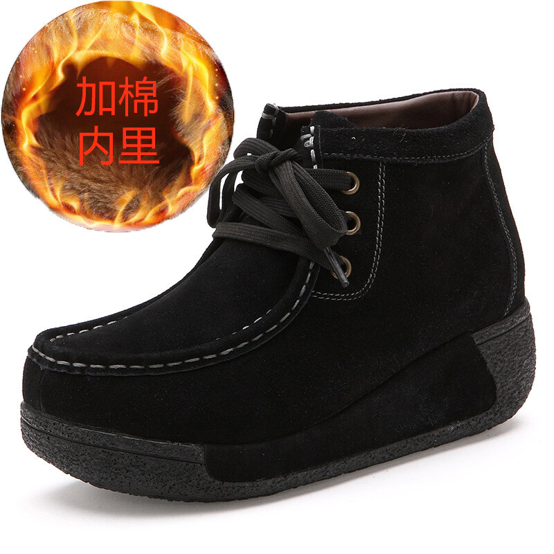 Visoke čizme za jesen i zimu 2020. plus baršunaste puževe cipele za žene ležerne majčinske cipele s debelim potplatom pamučne cipele retro tople plus kratke baršunaste čizme za žene