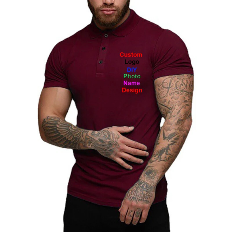 Prilagođena DIY polo majica Ljetna fitness jednobojna pamučna polo majica s logotipom marke Muška ležerna sportska odjeća za teretanu kratkih rukava
