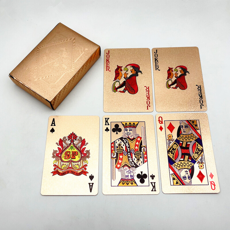 Plastične poker karte sa 1 špilom zlatne folije Vodootporne igraće karte Klasična kućna društvena igra 54 karte L729