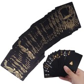 Deck de cărți de joc negre Cărți de poker din PVC cu craniu în relief Cărți de joc din folie flexibilă Vin cu cutie de depozitare pentru Texas Holdem