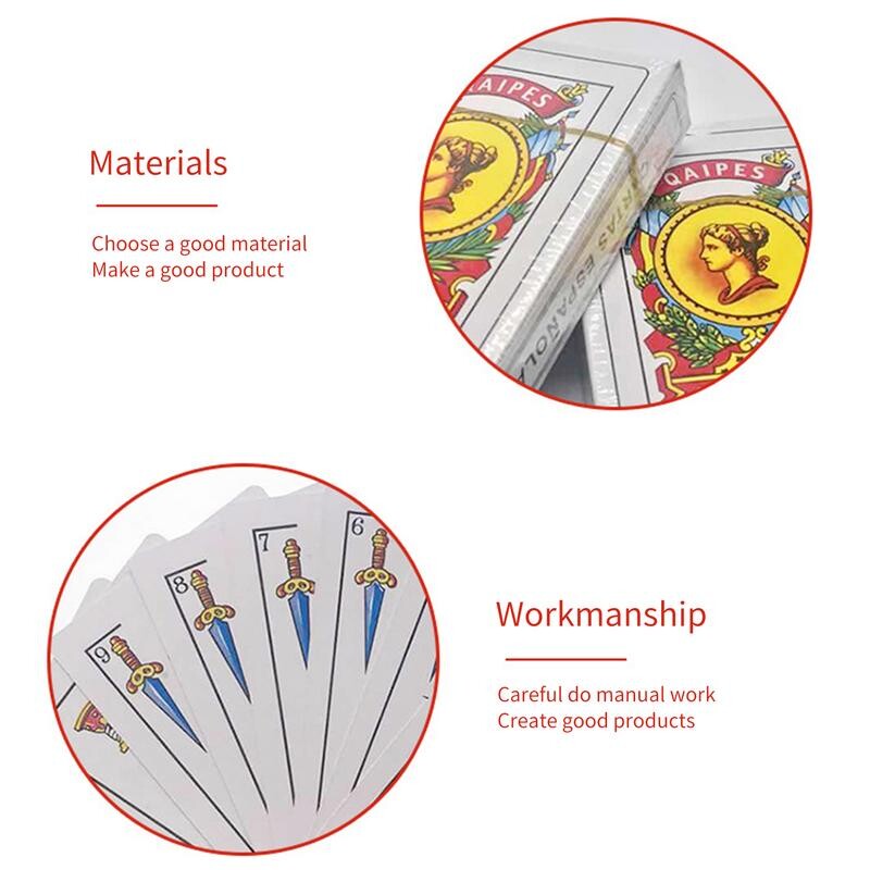 Linksmos ispaniškos žaidimo kortos Ispanijos pokerio žaidimo kortos, atsparios vandeniui 50 kortų kaladė Šeimos vakarėlio stalo žaidimas, atsparus vandeniui vakarėliui