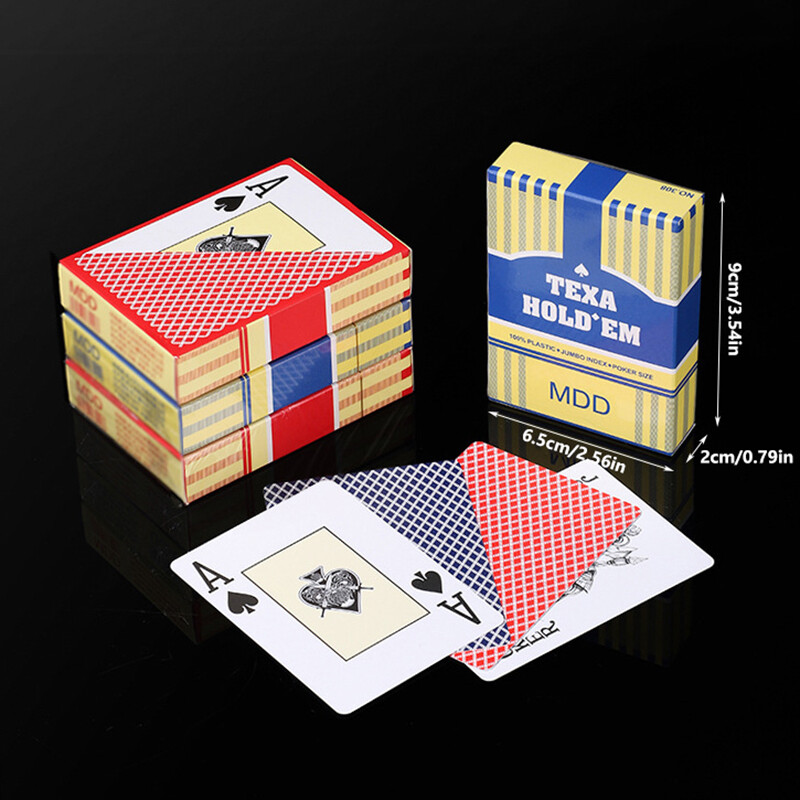 Texas Hold'Em vodootporne plastične karte za igranje sa širokim špilom od matiranog PVC-a sadrže 56 karata, s pravilima i kartama za sve.