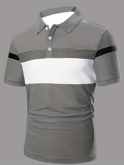 Tricou polo pentru bărbați la modă Tricou cu mânecă scurtă cu imprimeu simplu Topuri casual Tricou cu dungi Îmbrăcăminte pentru bărbați Cămașă POLO pentru afaceri