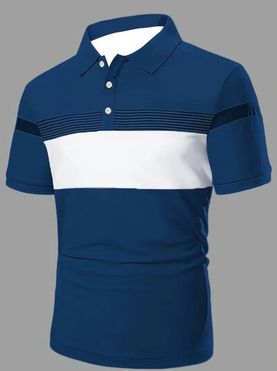 Tricou polo pentru bărbați la modă Tricou cu mânecă scurtă cu imprimeu simplu Topuri casual Tricou cu dungi Îmbrăcăminte pentru bărbați Cămașă POLO pentru afaceri