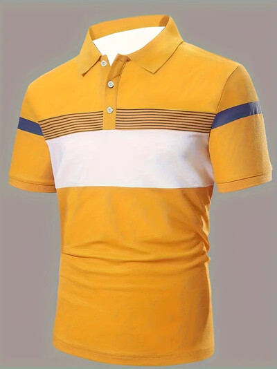 Tricou polo pentru bărbați la modă Tricou cu mânecă scurtă cu imprimeu simplu Topuri casual Tricou cu dungi Îmbrăcăminte pentru bărbați Cămașă POLO pentru afaceri