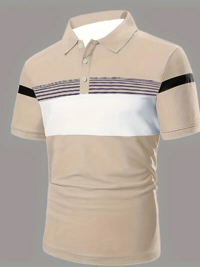 Tricou polo pentru bărbați la modă Tricou cu mânecă scurtă cu imprimeu simplu Topuri casual Tricou cu dungi Îmbrăcăminte pentru bărbați Cămașă POLO pentru afaceri