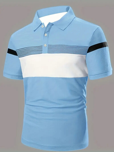 Tricou polo pentru bărbați la modă Tricou cu mânecă scurtă cu imprimeu simplu Topuri casual Tricou cu dungi Îmbrăcăminte pentru bărbați Cămașă POLO pentru afaceri