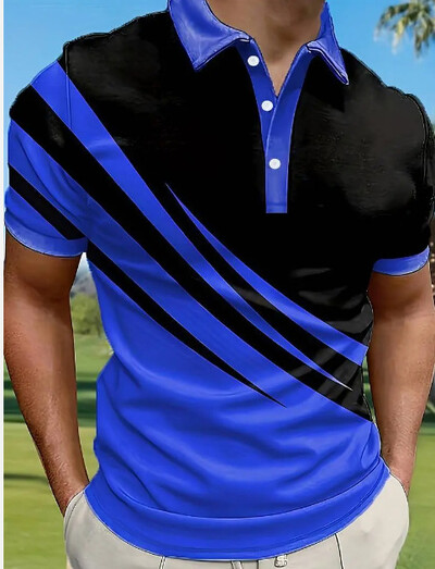 2024. Nova europska i američka muška polo kragna s 3D digitalnim tiskom široka ležerna muška majica kratkih rukava