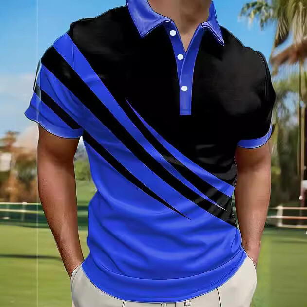2024. Nova europska i američka muška polo kragna s 3D digitalnim tiskom široka ležerna muška majica kratkih rukava