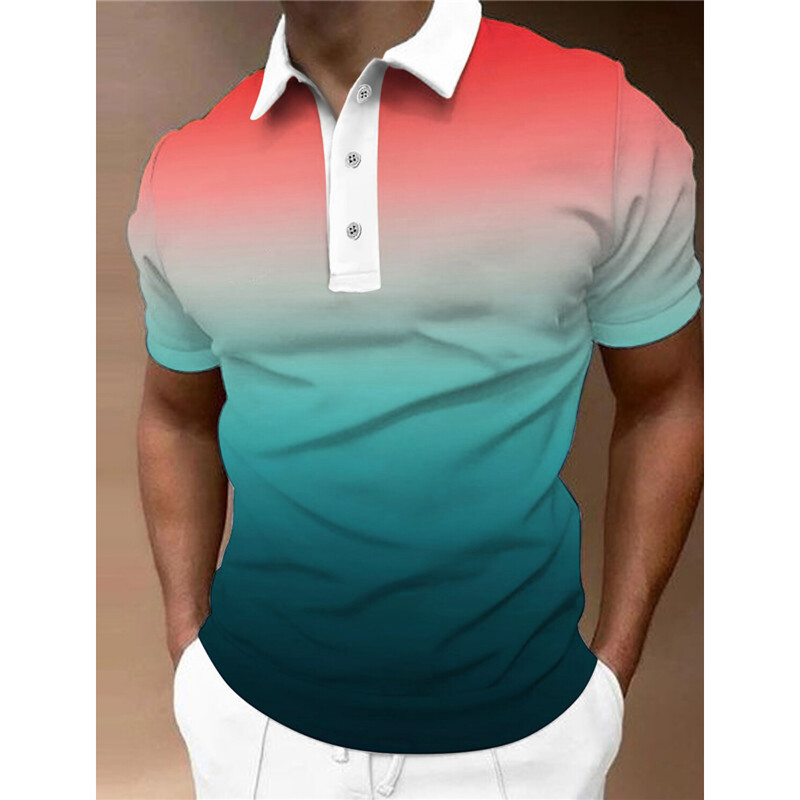 Ljetne gradijentne polo majice s 3D printom Muška modna ulična odjeća Prevelike majice s reverima na revere Majice s kratkim rukavima Muška odjeća