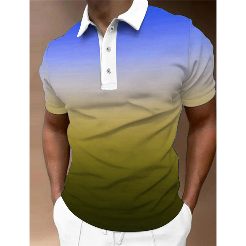 Ljetne gradijentne polo majice s 3D printom Muška modna ulična odjeća Prevelike majice s reverima na revere Majice s kratkim rukavima Muška odjeća