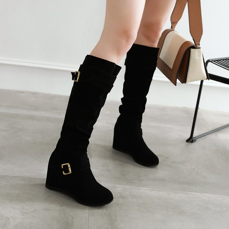 2023 m. nauji rudens ir žiemos pleištiniai batai korėjietiško stiliaus matiniai zomšiniai aukštakulniai riterių batai